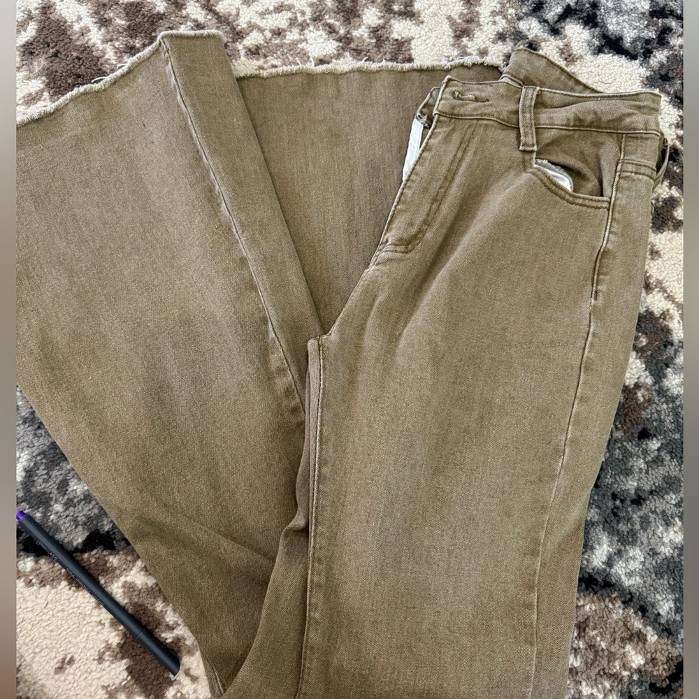 Brown bell bottom denim jeans